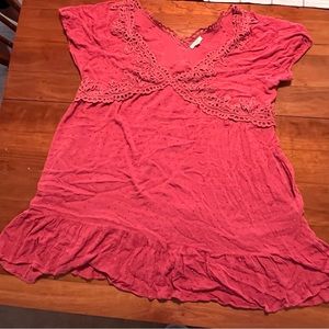 ODDY boutique dress, V neck, pockets, pretty lace detail, above knee length